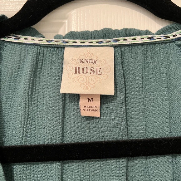 Knox Rose Long Sleeved Green Boho Holiday Dress Medium - Picture 4 of 8